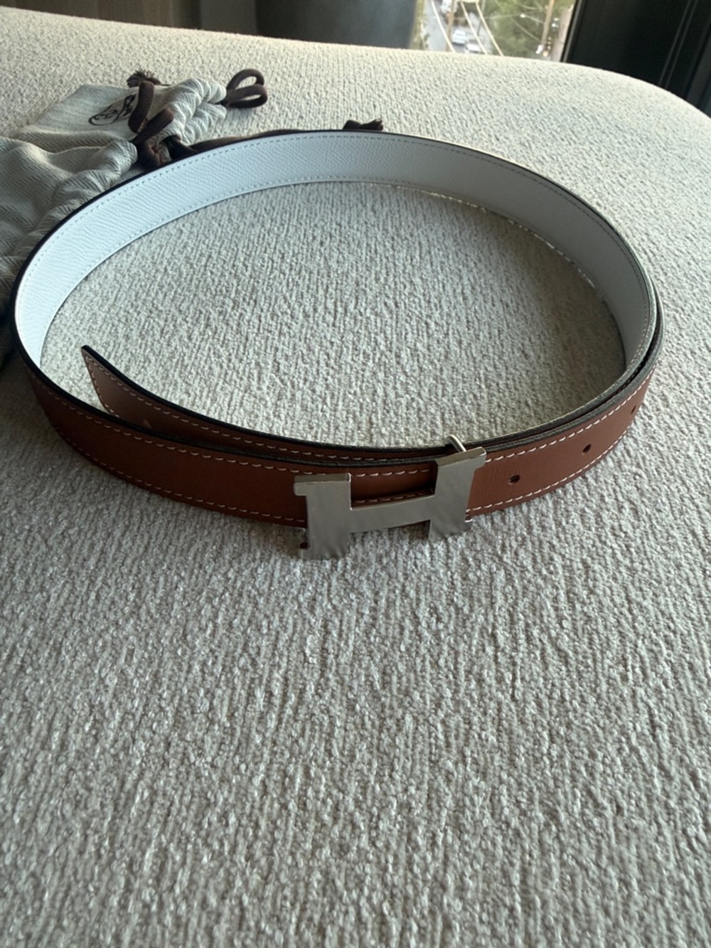 Mini Hermes Reversible leather belt
